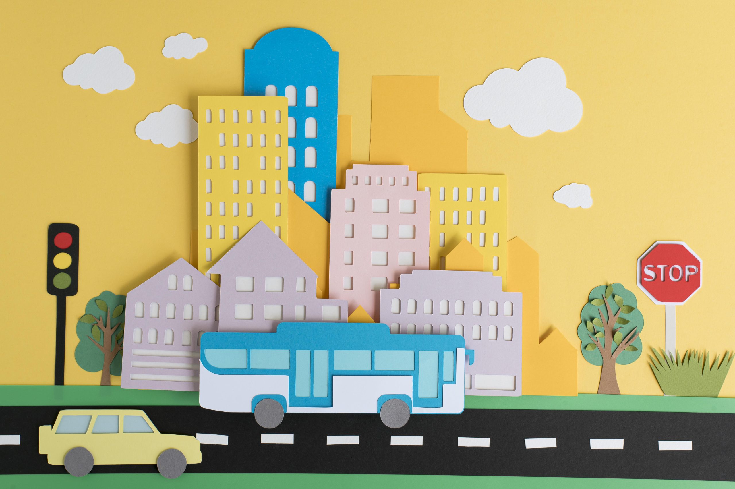 still life paper urban transport arrangement scaled